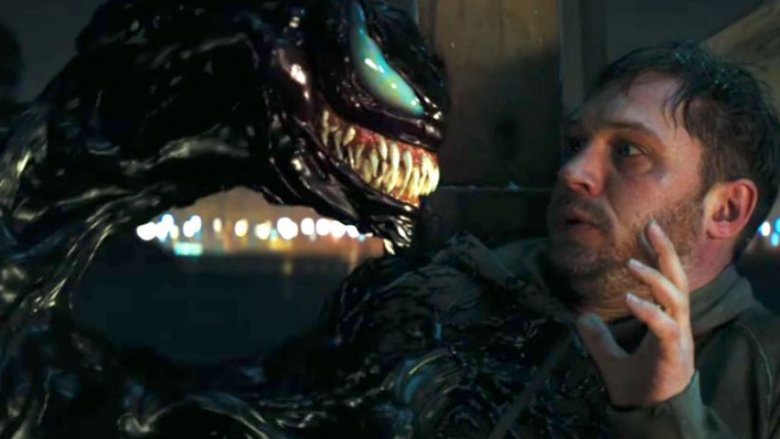 Tom Hardy talking to Venom
