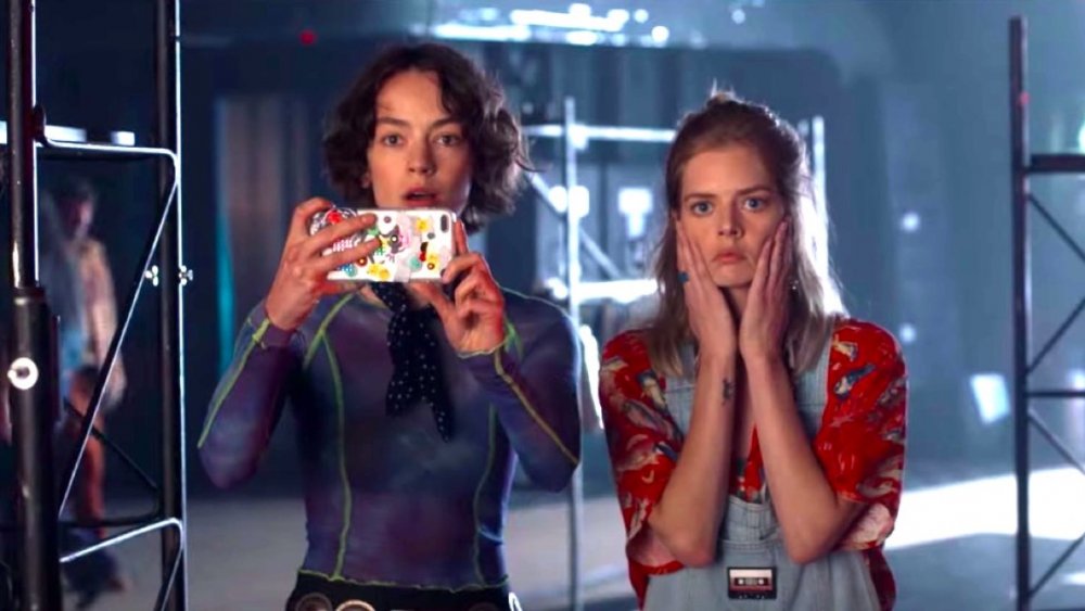 Brigette Lundy-Paine and Samara Weaving in Bill & Ted Face the Music 