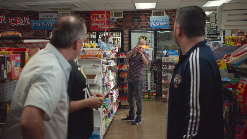 Murr improvises a blowtorch in Impractical Jokers: The Movie