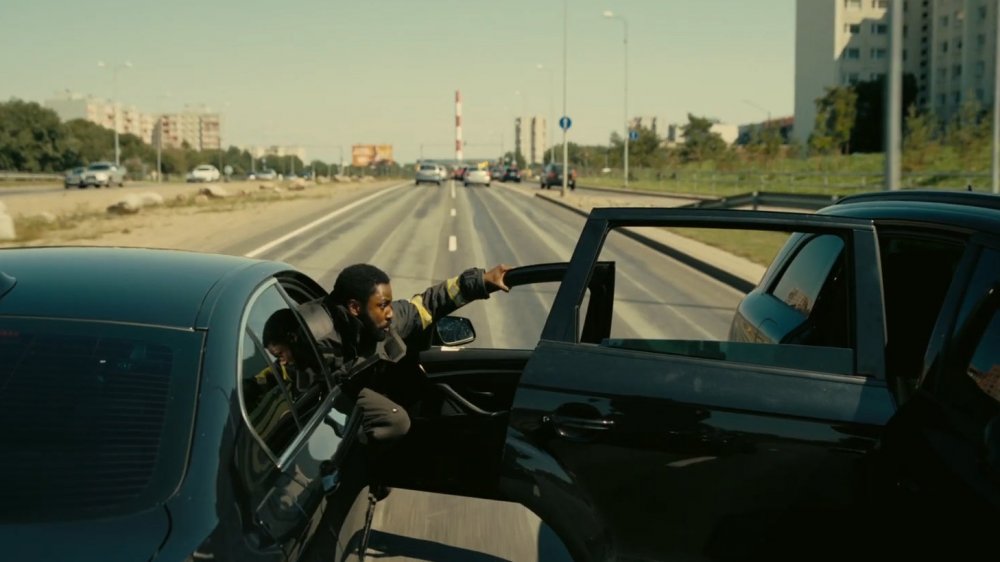 John David Washington as The Protagonist during a car stunt