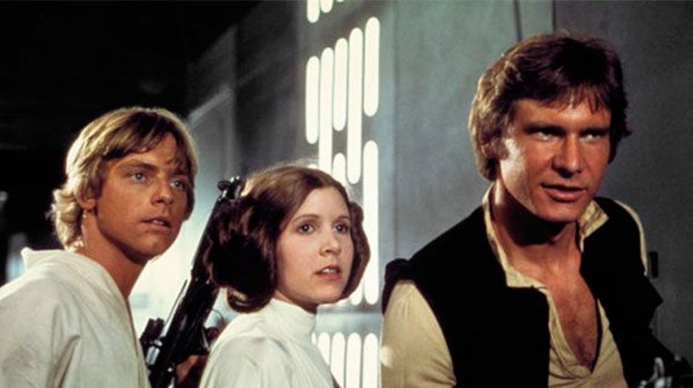 Mark Hamill, Carrie Fisher, and Harrison Ford in Star Wars: A New Hope