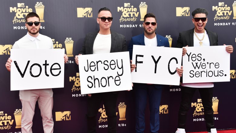 Vinny Guadagnino, Mike the Situation Sorrentino, Ronnie Ortiz-Magro, DJ Pauly Delvecchio at MTV Movie Awards 2018