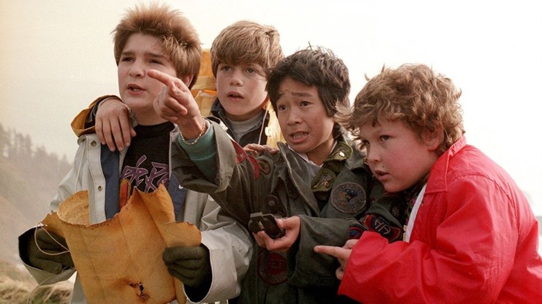 The Goonies holding treasure map