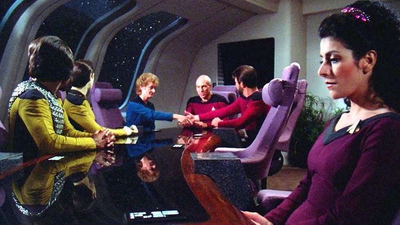 Bridge crew discusses Troi