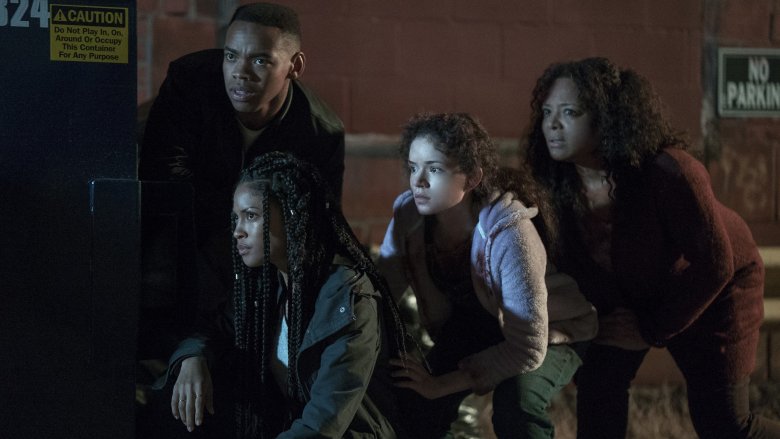 Lex Scott Davis, Joivan Wade, Kristen Solis, Lauren Velez in The First Purge