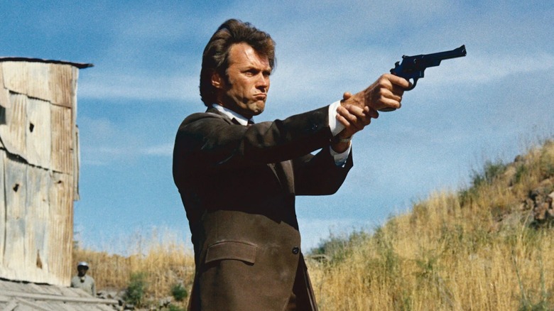 Dirty Harry pointing a gun