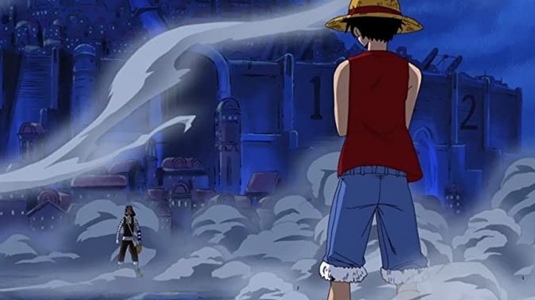 Luffy looks at Usopp