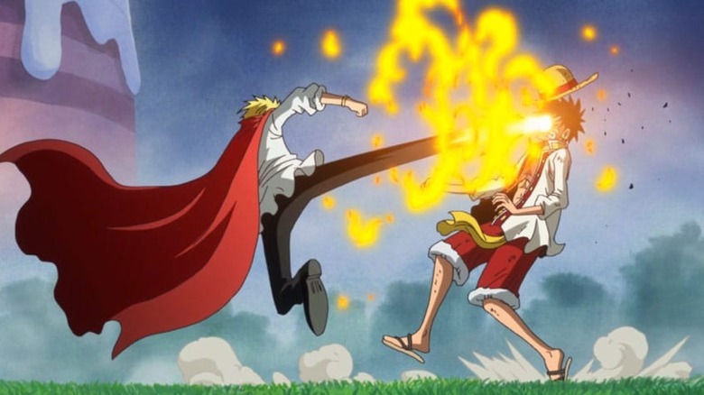 Sanji kicks Luffy