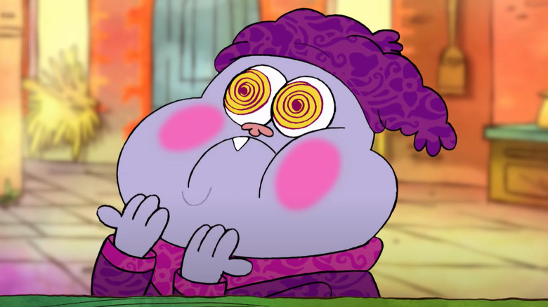 Chowder looking left and blushing