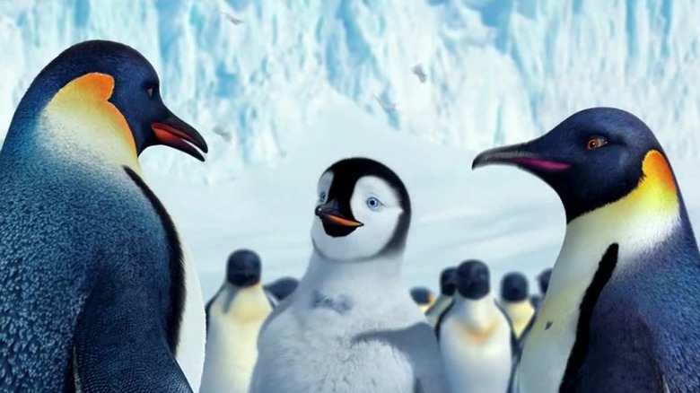 Mumble the penguin talking to his parents