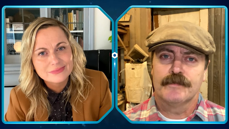 Leslie Knope and Ron Swanson video chat