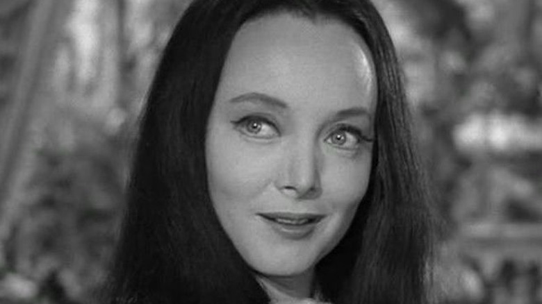 Carolyn Jones' Morticia Addams smiling