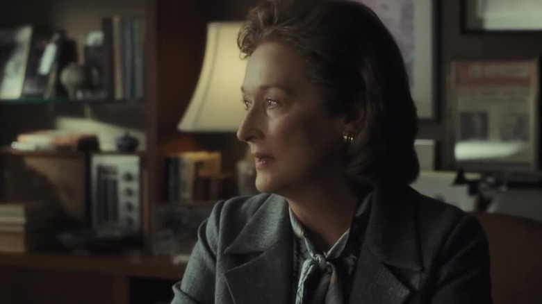 Katharine Graham looking forlorn in her office