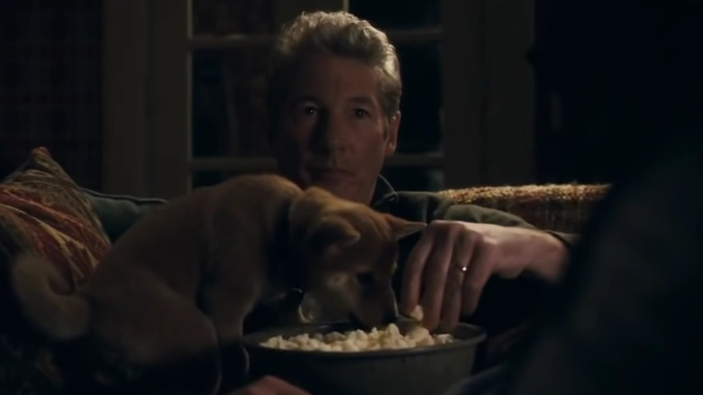 Richard Gere eats popcorn with a puppy