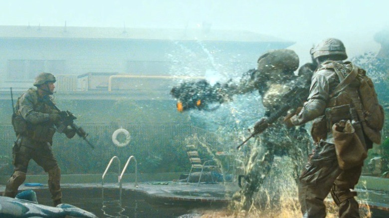 Marines attack aliens in "Battle: Los Angeles" (2011)