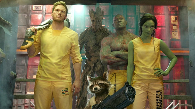 The Guardians march in "Guardians of the Galaxy" (2014)