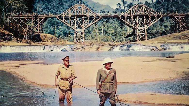 Soldiers in front of bridge