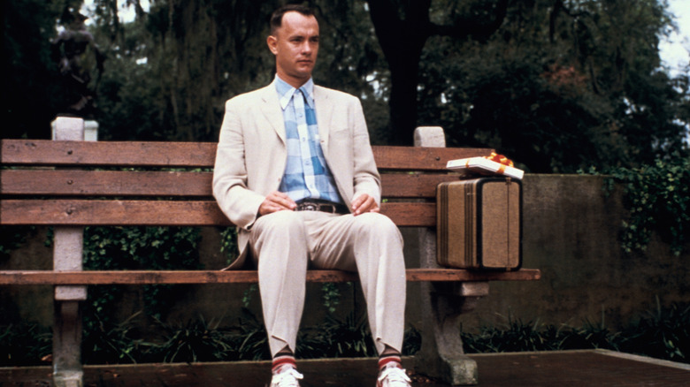 Forrest Gump looking sad on bench