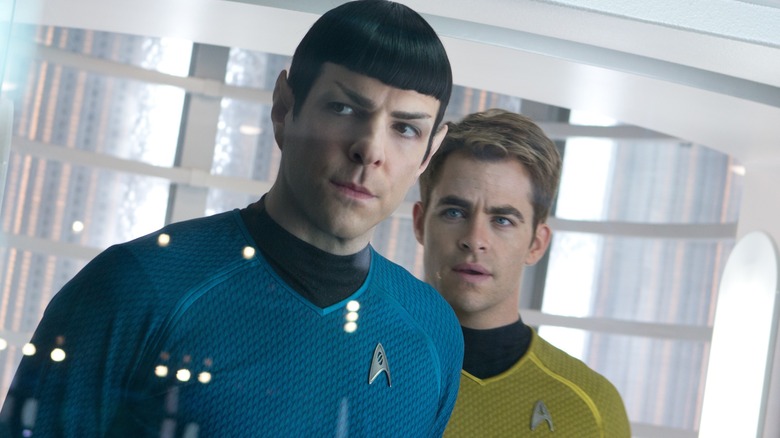 Star Trek: Into Darkness' Spock and Kirk staring in distance