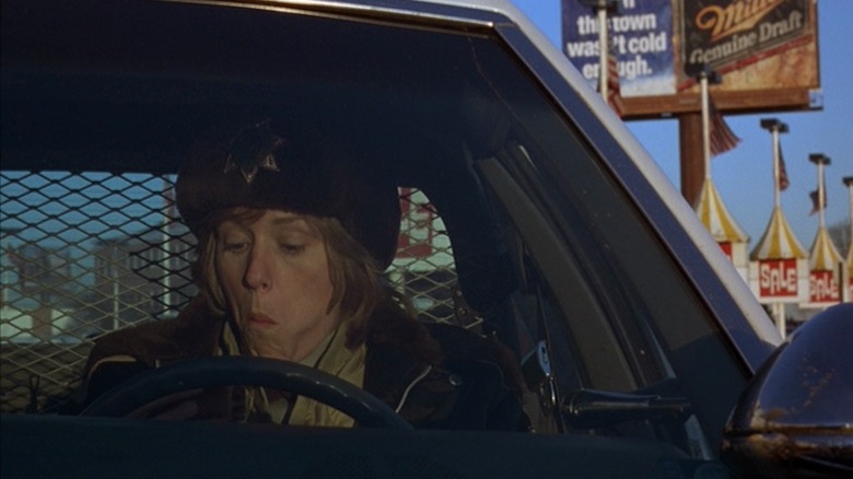 Marge Gunderson in police car