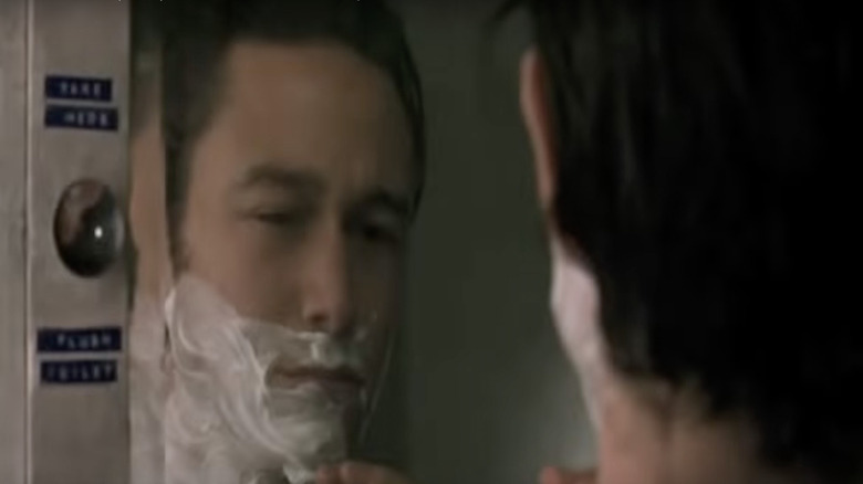 Joseph Gordon-Levitt as Chris Pratt shaving