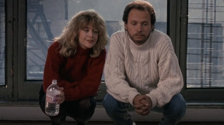 Harry Burns and Sally Albright crouching