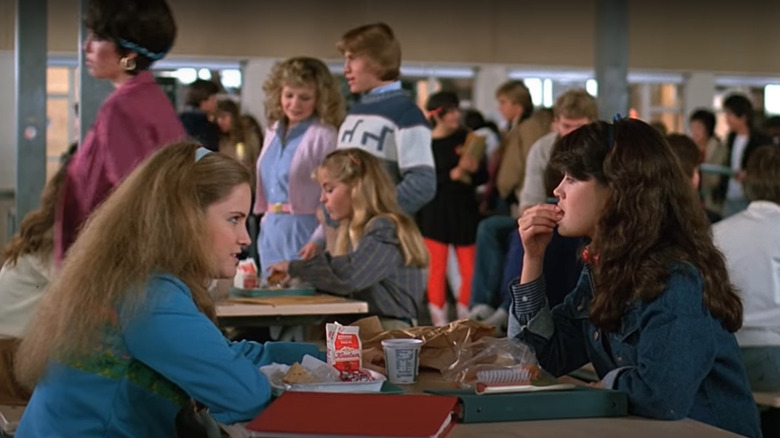 Linda and Stacy eating lunch