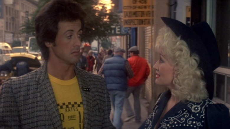 Sylvester Stallone and Dolly Parton talking