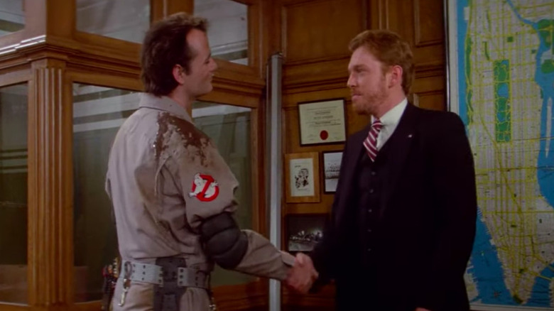 Venkman shaking hands Walter Peck