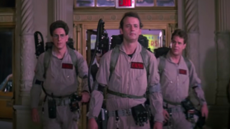 trio of original Ghostbusters