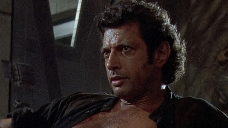 Ian Malcolm with his chest exposed