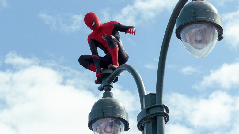 Spider-Man on top of light