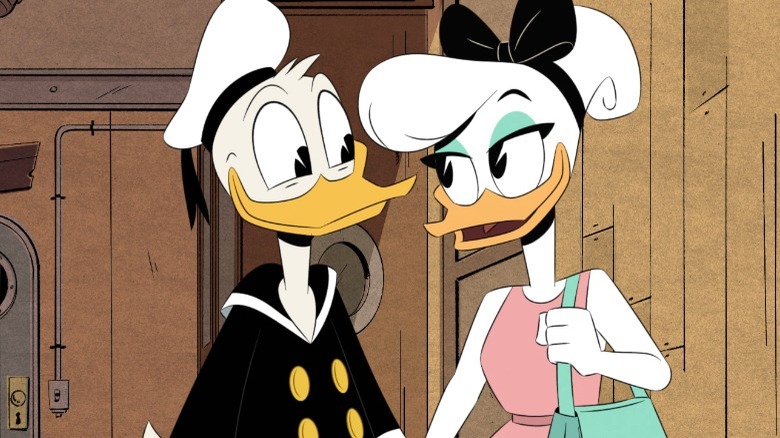 Donald and Daisy Duck holding hands