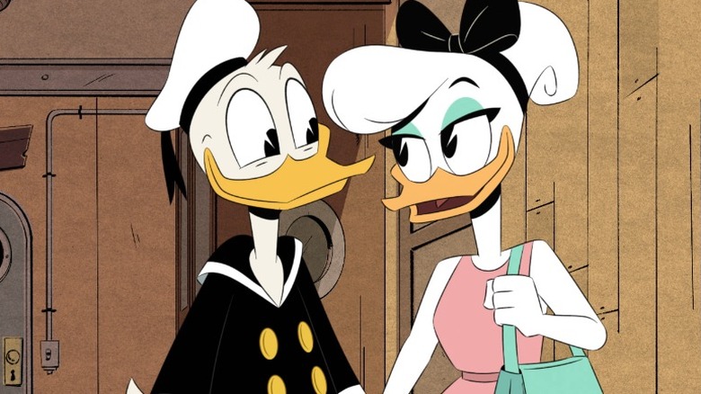 Donald and Daisy Duck holding hands