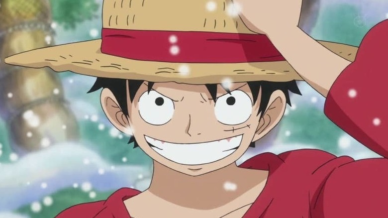 Luffy smiling in the snow