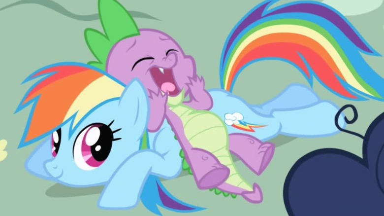 Rainbow Dash playing with Spike