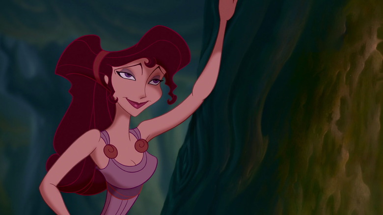 Megara leaning against tree