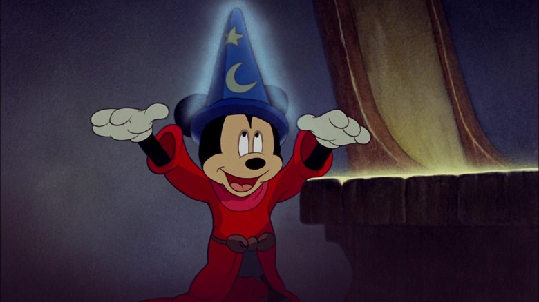 Mickey wearing sorcerer's hat