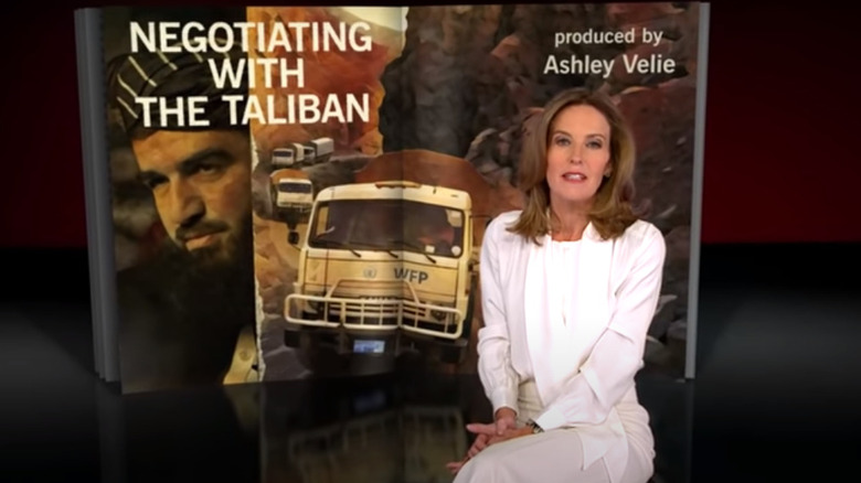 Sharyn Alfonsi introducing the segment titled "Negotiation with the Taliban"