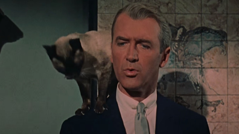 James Stewart with cat on shoulder