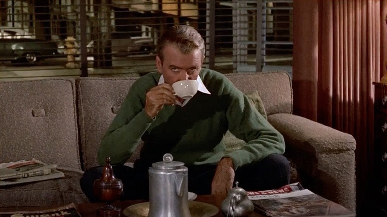 John Ferguson drinking tea