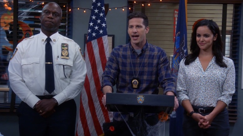 Jake, Amy and Holt announce the heist