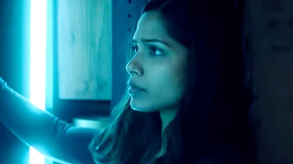 Freida Pinto in blue light