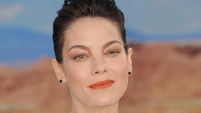 Michelle Monaghan smiling red lipstick