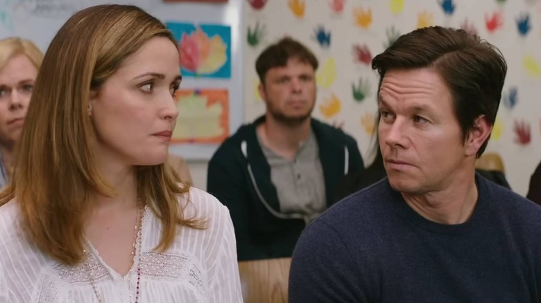 Rose Byrne looking at Mark Wahlberg