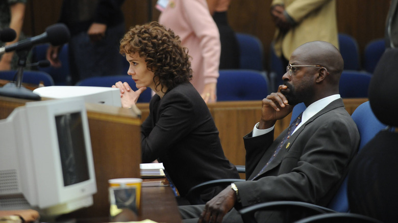 Marcia Clark and Christopher Darden in court