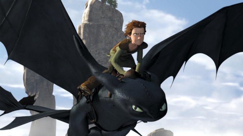 Hiccup Horrendous Haddock III riding the dragon Toothless