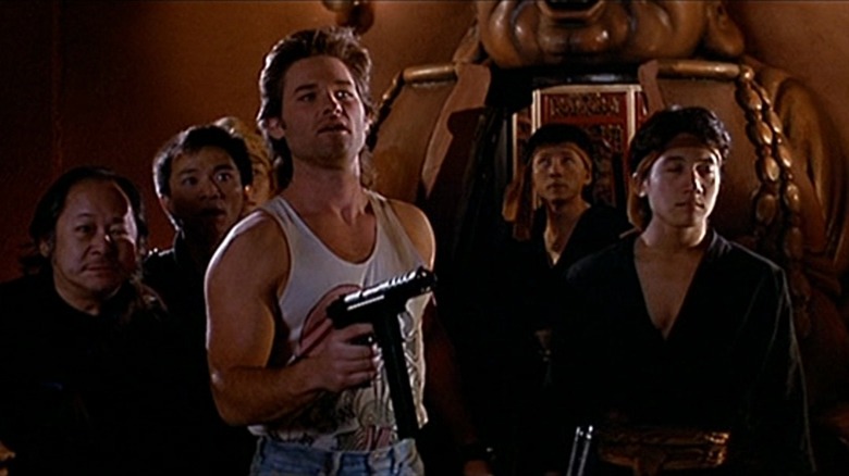 Jack Burton holding MP with gang