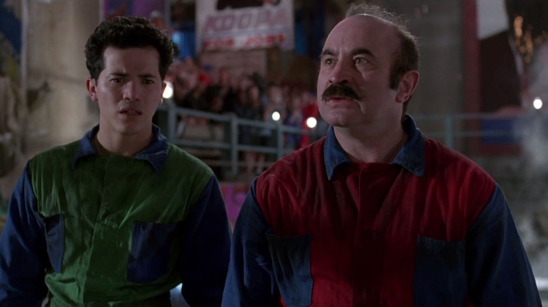 Luigi and Mario gaze at something unexpected in "Super Mario Bros." (1993)