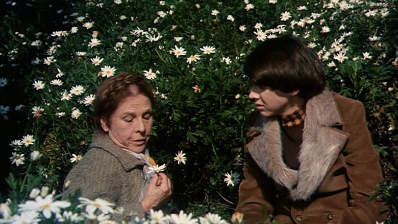 Harold and Maude with flowers